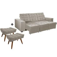 Combo de Sofá 3 Lugares Itália Plus 2,10m Retrátil Reclinável com 2 Pu