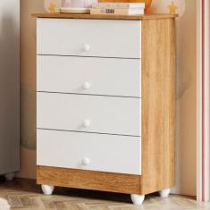 CAmoda 4 Gavetas Soft Life Tigus Baby, Branco/Amadeirado