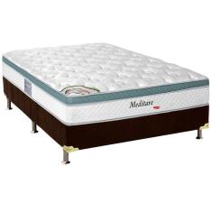 Cama Box Casal: Colchão Molas Herval Masterpocket Ensacadas Meditare + Base Marrom(138X188)
