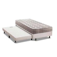 Cama Box C/Auxiliar Solteiro: Colchão Espuma Paropas D28/Ep Pasquale + Base Branco(88X188)
