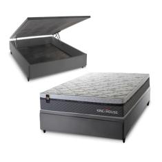 Conjunto Box Baú Benton Cinza 138x188x78 c/ Molas Ensacadas