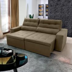 Sofá Retrátil Reclinável Islândia 2,10m Suede Velut Preto Molas no Assento - King House