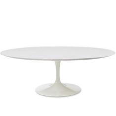 Mesa De Jantar Tulipa Saarinen Oval 120x80 cm Madeira Base Branca - Ee