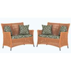 2 Sofás Área Externa Igapó Alumínio Pintura Preta Corda Náutica Estofa