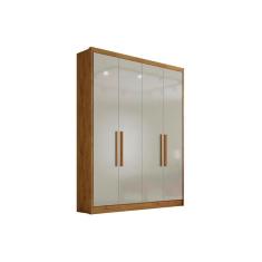 Guarda Roupa Solteiro Moderni 4 Portas de Abrir 3 Gavetas MDF Freijo Cumaru C- Fendi Móveis Novo Horizonte