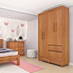 Guarda Roupa Solteiro Oregon 4 Portas de Bater 2 Gavetas MDP Oregon-cinamomo Tcil Móveis