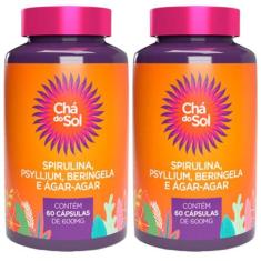 Chá Do Sol Misto Com Psyllium, Berinjela E Ágar-Ágar 60 Caps Kit Com 2