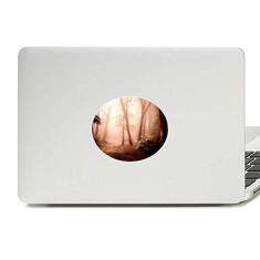 Adesivo de notebook com emblema de vinil e paisagem florestal vermelho escuro