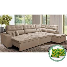 Sofá de Canto Retrátil e Reclinável Direito 3,00x2,36m Molas Cama inBox Espanha. Velusoft