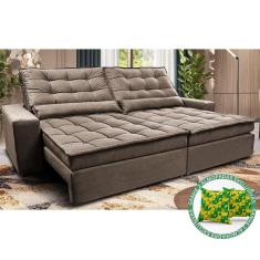 Sofá Retrátil e Reclinável 2,12m Molas Ensacadas Cama inBox Catar. Velusoft