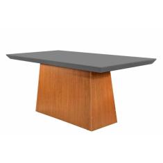 Mesa para Cozinha Luna + Tampo Madeirado Reto 180x90cm Grafite/Imbuia - Rufato