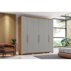 Guarda-Roupa Dallas 06 Pts. Nature/Cinza - Henn