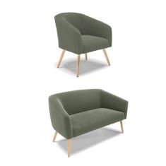 Sofá Namoradeira e Poltrona Pé Palito Natural Stella Bouclê Menta D03 - D`Rossi