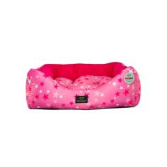 Cama para Cachorro Quadrada em Poliéster Estrela Rosa Grande (G) 48 x 48 cm