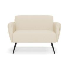 Sofá Namoradeira Pés Palito De Ferro Bruna Linho - D`rossi Cor A19 Bege