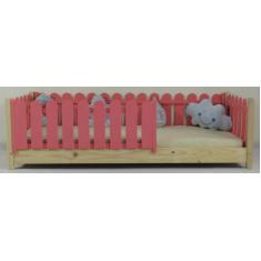 Cama Montessoriana Solteiro Base Colorida Madeira Maciça Pinus - Pipok