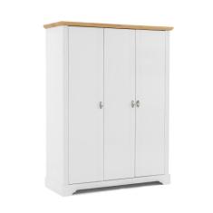 Guarda-Roupa de Casal Retrô 3 Portas Édez Moscow, Branco Nevada/Pinus 