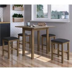 Conjunto Mesa para Sala de Jantar Dobrável com 4 Banquetas - Móveis Ca