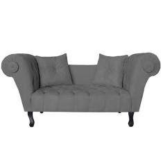 Recamier Divã Namoradeira Dubai Capitonê Suede Cinza - DS Estofados - 