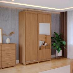 Guarda Roupa Solteiro com Espelho 2 Portas 2 Gavetas 100% MDF Dalas - 