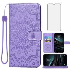 Asuwish Capa de telefone para Alcatel TCL 4X 5G (T601DL)/TCL 20 A 5G (T768S) Capa carteira com protetor de tela de vidro temperado e capa flip fina de couro com suporte para cartão acessórios