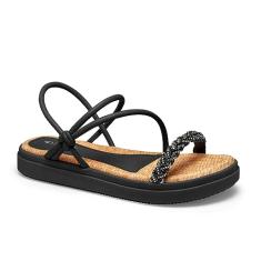 Sandália Feminina Mississipi Flatform Tiras Pedraria Preto 39