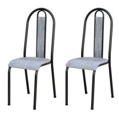 Kit 2 Cadeiras 058 América Cromo/Preto Grafiato - Artefamol