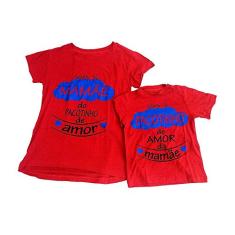 Kit de Camisas Tal Mãe Tal Filha Cor:Vermelho;Frase:Mickey