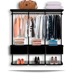 Guarda Roupa Closet Aramado Modulado Gaveta MDF 1,90m PT