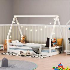 Cama Infantil Montessoriano com Telhado VI Casatema Branco