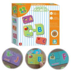 Quebra Cabeça Infantil Pedagógico Descobrindo O Alfabeto 52 Peças - Brinquedo NIG Madeira