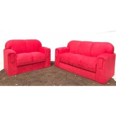 Jogo de Sofá 2 e 3 lugares Barato Suede Vermelho