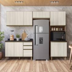 Cozinha Completa 11 Portas 4 Gavetas 100% Mdf Angelita Carvalho Tok / Bianco Tok