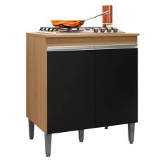 Balcão para Cooktop Andréia Amendoa Preto - AJL - AJL Móveis