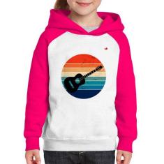 Moletom Infantil Violão Vintage Sunset - Foca na Moda, Branco, Rosa, 1