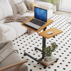 Suporte de mesa de laptop para cama, mesa de cabeceira portátil, mesa dobrável com rodinhas e mouse pad para sofá de escritório