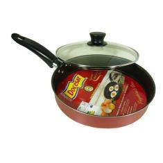 Frigideira 3 Ovos Tampa Vidro Antiaderente Vermelha Docesar