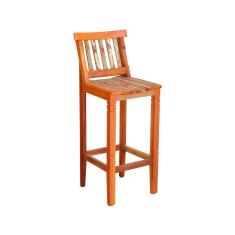 Banqueta Alta Madri Com Encosto Madeira Maciça Pátina