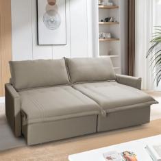 Sofá Cama Baú Ravello Sem Caixa 2,26m Linho Marrom 3 Lugares