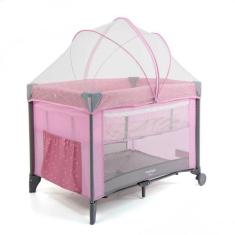 Berço Portátil Com Mosquiteiro e Trocador Sleep Rosa Voyage