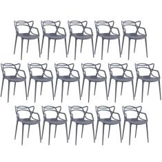 Kit - 16 X Cadeiras Masters Allegra - Cinza Escuro