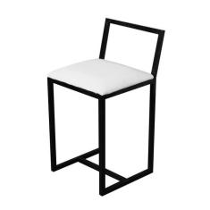 Banqueta Baixa Para Cozinha Preta Industrial Assento Estofado - Don Ca