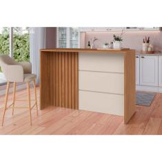 Balcão Ilha Cozinha Gourmet Requinte Nature/Areia - Henn