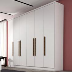 Guarda Roupa Casal 6 Portas 4 Gavetas Veneza Tcil, Neve
