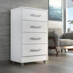 Comoda 4 Gavetas Branco Flavia Quarta Divisão Moveis
