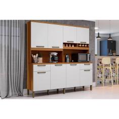 Cozinha Completa Cabernet Prime 8 Portas e 2 Gavetas 73cm Amendoa/Branco - Ronipa