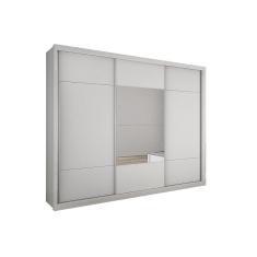 Guarda Roupa Casal 3 Portas De Correr E 4 Gavetas C- Espelho Arezzo Plus Branco - Novo Horizonte