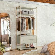 Guarda-Roupa Closet Industrial Olivar com Cabideiro 2 Gavetas 89cm - O