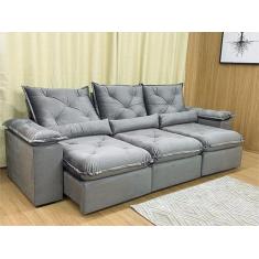Sofá Retrátil Reclinável 2,70 m Cinza 502 Zuqui Plus - MASTER