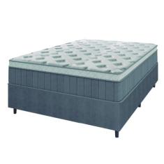 Cama Box Casal Colchão Molas Ensacadas Ômega 138x188x70cm Cinza / Bran